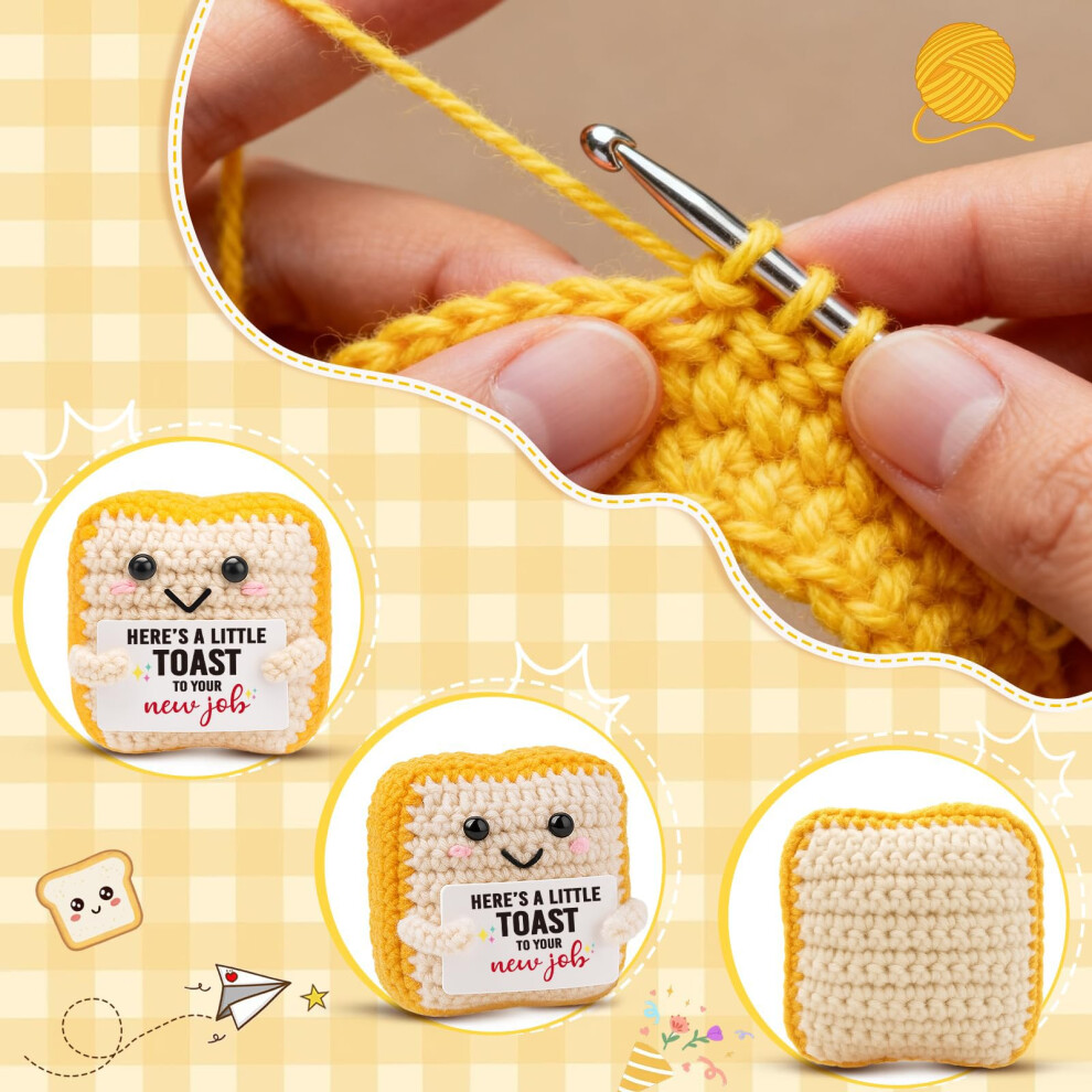 Nymora New Job Gift - Handmade Crochet Toast Congratulations Gifts For New Job, Promotion, Farewell, Going Away - Emotional Support Crochet Plush, Cu