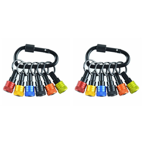 2X Bit Holder Keychain 12pc -1/4In Hex Shank Bit Holders -for Nut Driver,Screwdriver Include Keychain Carabiner 1