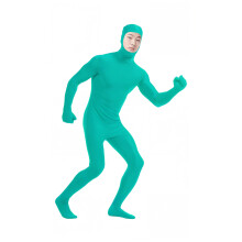HSEMLIOE Mens Open Face Spandex Zentai Bodysuit Full Body 2nd Skin Tight Suit Stretchy Halloween Costume Unitard,Mint Blue,S