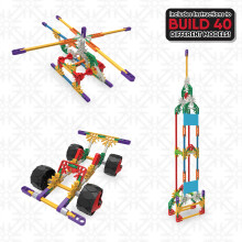 Basic Fun - K'NEX Beginner Building Set 40 Model Educational Toys for kids , 141 Piece Beginners Learning Kit, Engineering for Children Ages 5+(Packa