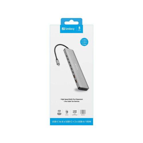 Sandberg USB-C to 8 x USB-C + 2xUSB-A 100W 1