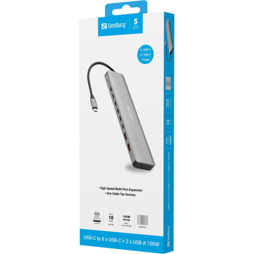 Sandberg USB-C to 8 x USB-C + 2xUSB-A 100W 2
