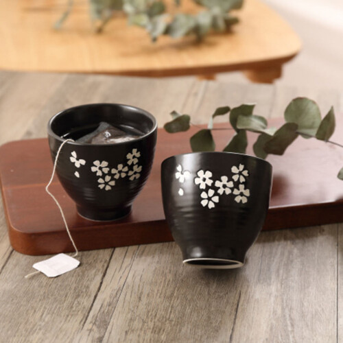 2Sets Multi-Function Black Ceramic Spice Storage Box with Cover Spoon 2