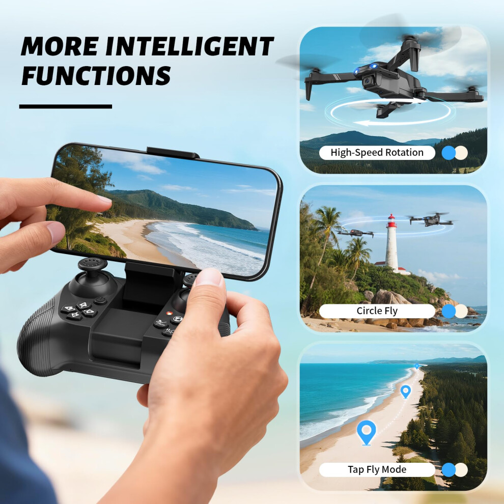 4Drc V13 Drone For Kids Adults With 1080P Hd Fpv Camera, Foldable Mini Rc Quadcopter With Waypoint, Functions,Headless Mode,Altitude Hold,Gesture Sel