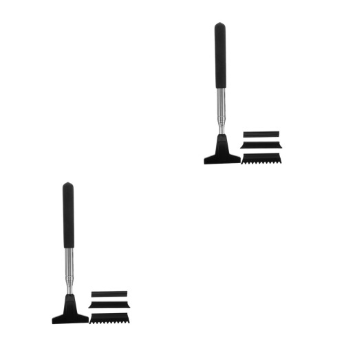 2Sets Car Windshield and Mirror Cleaner Retractable Black Silicone 1