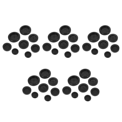 40Pcs Black Rubber Plugs Gasket Kit Double Sided for Cable Protection 2