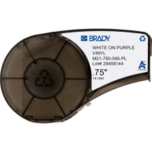 Brady White on Purple Vinyl tape for BMP21-PLUS; BMP21-LAB; BMP21; IDPAL; LABPAL 19.05 mm X 6.40 m