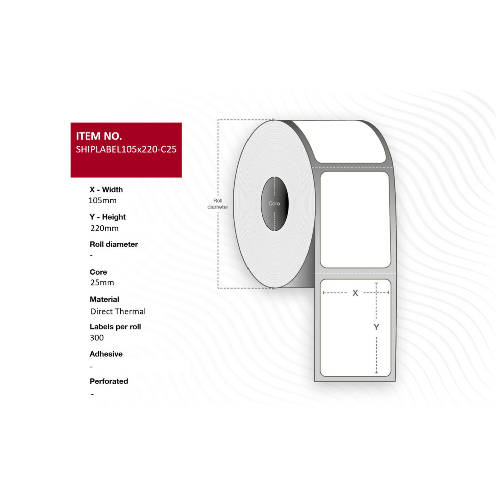 Capture Ship-Label 105 X 220Mm Core 25Mm. Direct Thermal 300 Labels Per Roll 9 Rolls Per Box. Ideal For Dhl Db Schenker Ups Dsv & Postnord 5715063276730