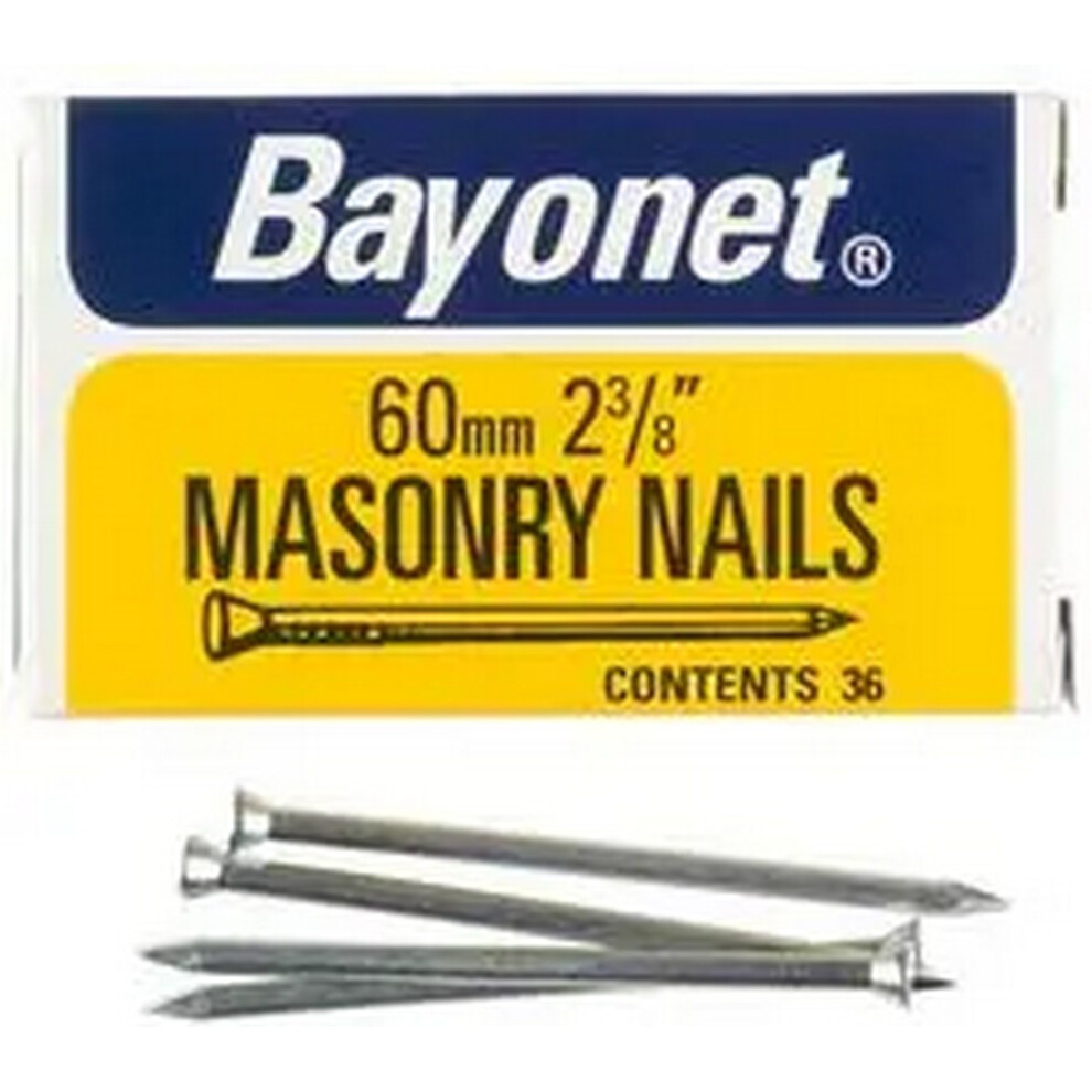 (60Mm, Silver) Bayonet Zinc Plated Masonry Nails (Pack Of 36) 5063107645593