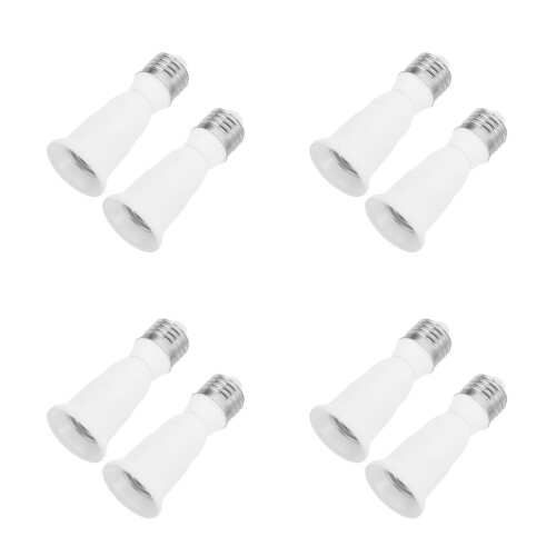 8Pcs White Pc Light Bulb Socket Adapter High Temp Resistant Extender 1