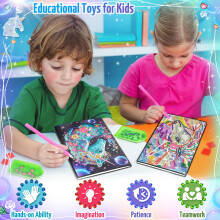 Unicorn Gifts for Girls 5 7 8 9 Year Old, Craft Kits for Kids Age 6 8 10 12 Diamond Painting Kit Unicorns Notebook Toys for 7-11 Year Olds Girls Birt