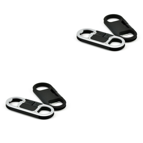 2Stk USB Kabel Mit Flaschenöffner Schlüsselring Schwarz 1