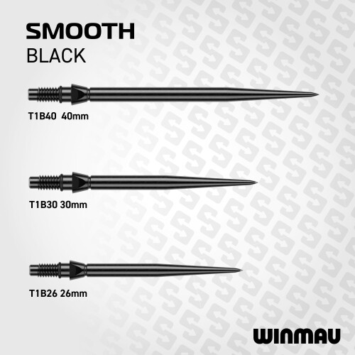 winmau WINMAU - Switch Points - Carbon Steel Tip - Threaded Rapid-Change Mechanism - 1 Set per Pack - Smooth Black Effect 40mm - Professional Darts Accessor 2