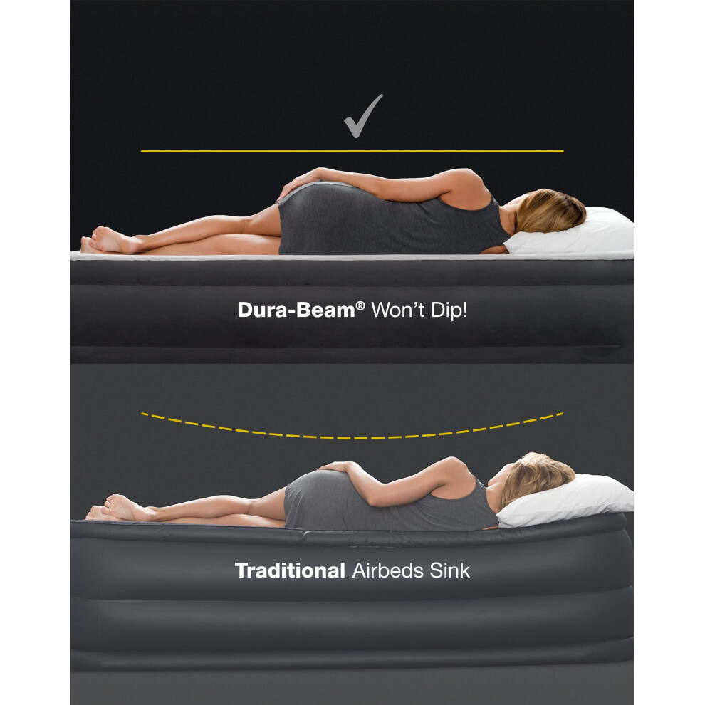 Intex 64758E Dura-Beam Standard Downy Air Mattress: Fiber-Tech, Full Size, 10In Bed Height, 600Lb Weight Capacity, Pump Sold Separately