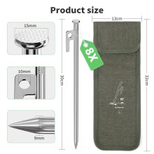 Forever Speed 8pcs Steel Tent Pegs with Storage Bag,30cm Heavy Duty Tent Pegs,Ground Pegs Camping Pegs for Hard Lands,Woods,Lawns,Awning Pegs for Out