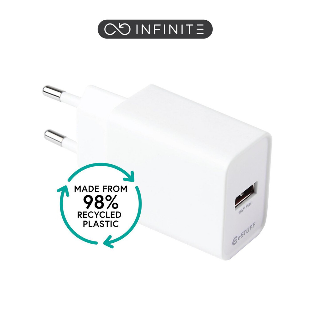 Estuff Infinite Usb-A Charger Eu 18W Qualcomã Quickchargeã - 98% Recycled Plastic White 5715328183674