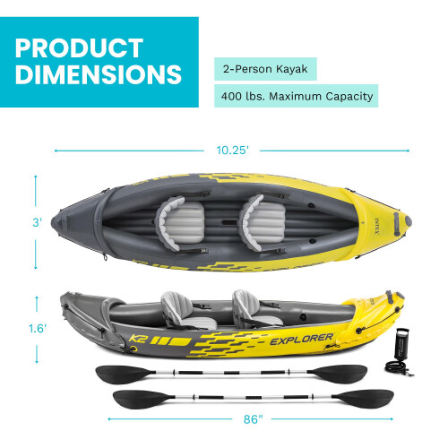 Intex Intex Explorer K2 Kayak (Prior Model), Yellow, 2-Person 2