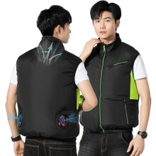(black, L) Gilet de climatisation rafraîchissant pour homme avec deux ventilateurs haute puissance et une venti