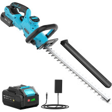 LEEIKOO Cordless Hedge Trimmer, 4000mAh Battery Electric Hedge Cutter with 51cm Blade, 180° Adjustable Bush Trimmer, 16 mm Tooth Spacing, Blade Cover