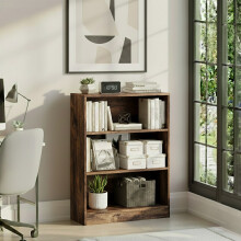 (3 Tier Low) Cambridge Wooden Bookcases Shelving Display Storage Unit