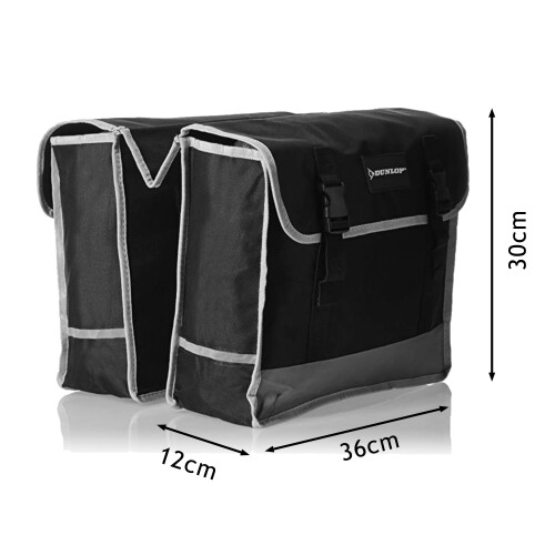 Dunlop Dunlop D. Double Saddle Bag Bicycle Pannier Rack/Waterproof Bag, Black/Grey 1