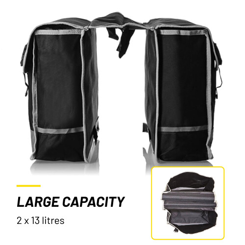 Dunlop Dunlop D. Double Saddle Bag Bicycle Pannier Rack/Waterproof Bag, Black/Grey 2