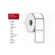 Capture Label 102 x 64mm; Core 25mm Thermal Transfer Coated Permanent Perforated 1100 labels per roll 4 rolls per box. Equal to p/n: 3007206-T