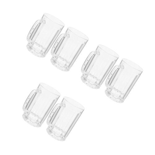 6Pcs Practical Beer Mug Transparent with Handle for Home 1