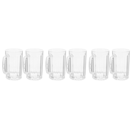 6Pcs Practical Beer Mug Transparent with Handle for Home 2