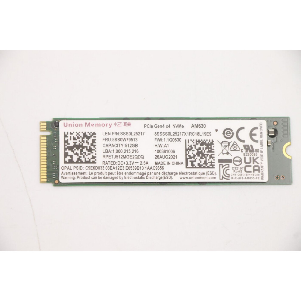 Lenovo M.2 2280 Ssd 512Gb Capacity Pcie 4.0 X4 Interface Opal Security Optimized For Select Thinkpad Notebooks.