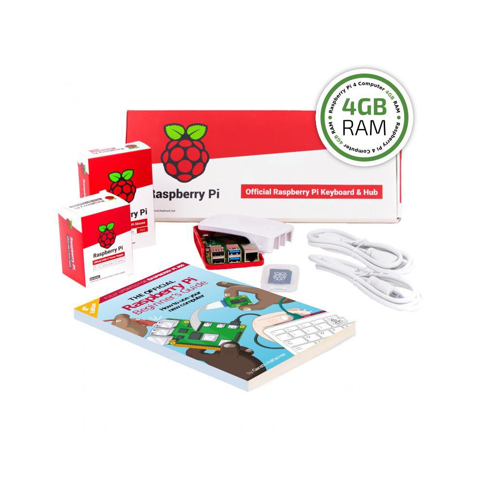 Raspberry Pi 4B/4Gb Desktop Kit Raspberry/ White 4250236820781