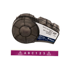 Brady White on Purple Vinyl tape for BMP21-PLUS; BMP21-LAB; BMP21; IDPAL; LABPAL 9.53 mm X 6.40 m