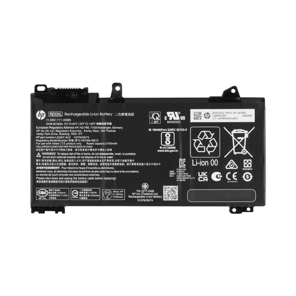 Hp 3-Cell Li-Ion Battery With 45Wh Capacity 11.55V Voltage And 350G Weight Compatible With Hp Probook Models. 5706998961303