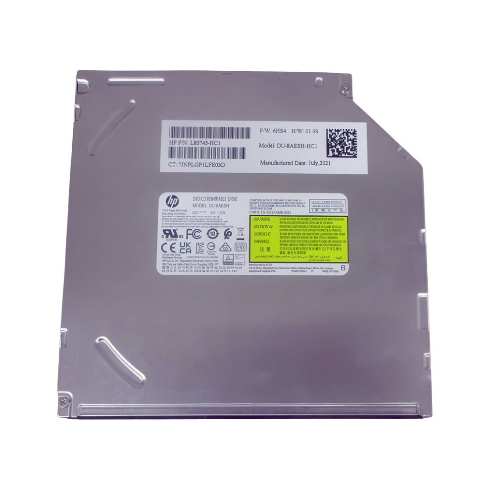 Hp Ultra Slim Dvd Writer Drive With Sata Interface Supports Cd-Rw Dvd+Rw Dvd-Rw And Dvd-Ram Formats For Versatile Use.