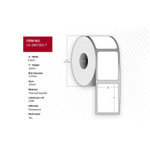 Capture Label 51 x 25mm Core 25mm Thermal Transfer Coated Permanent Perforated 2580 labels per roll 8 rolls per box. Equal to p/n: 3007201-T