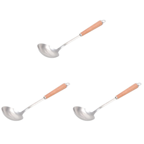 3Pcs Multi Color Stainless Steel Ladle Cooking Spoon Solid Long Handle 1
