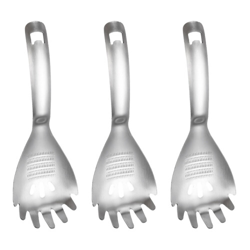3Stk Spaghetti Servierlöffel Glatter Löffel Silber 2