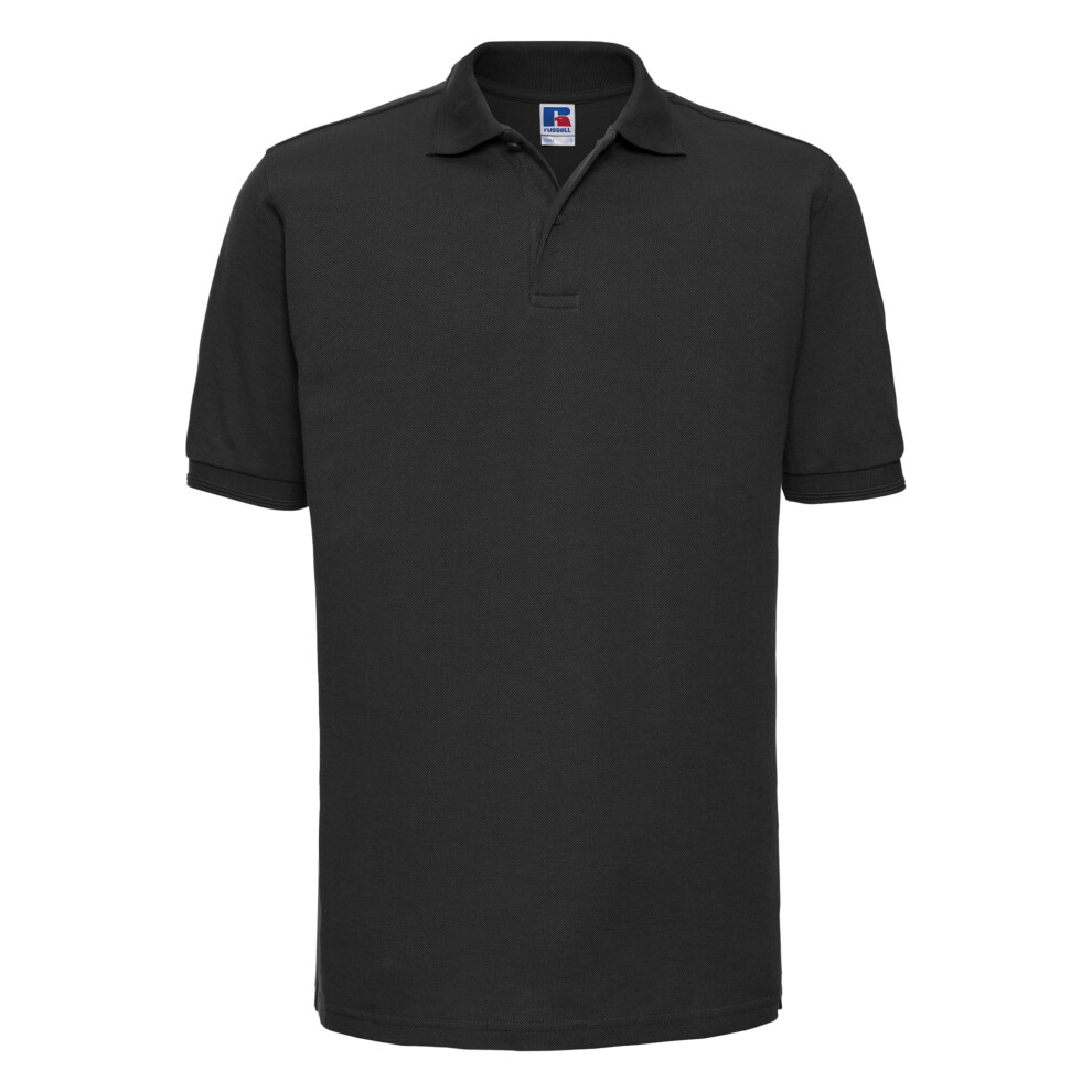Russell (Xl, ) Mens Ripple Collar & Cuff Short Sleeve Polo Shirt Black