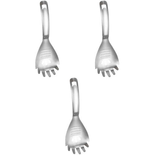 3Pcs Silver Pasta Spoon Stainless Kitchen Utensils Smooth Easy Clean 1