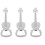 3Pcs Unique Guitar Shape Metal Bottle Openers Silver Keychain 3