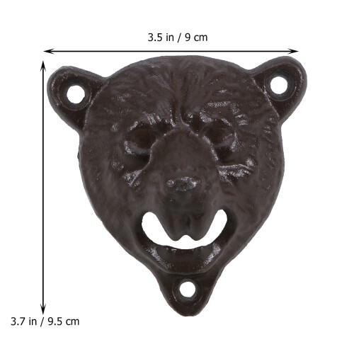 1Pc Wall Mounted Brown Bottle Opener Cast Iron Rustic Style 1