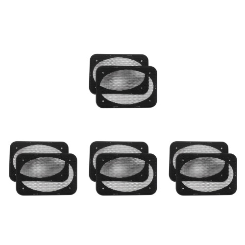 8Pcs Car Audio Speaker Grill Covers Plastic Ring Steel Mesh Black 1