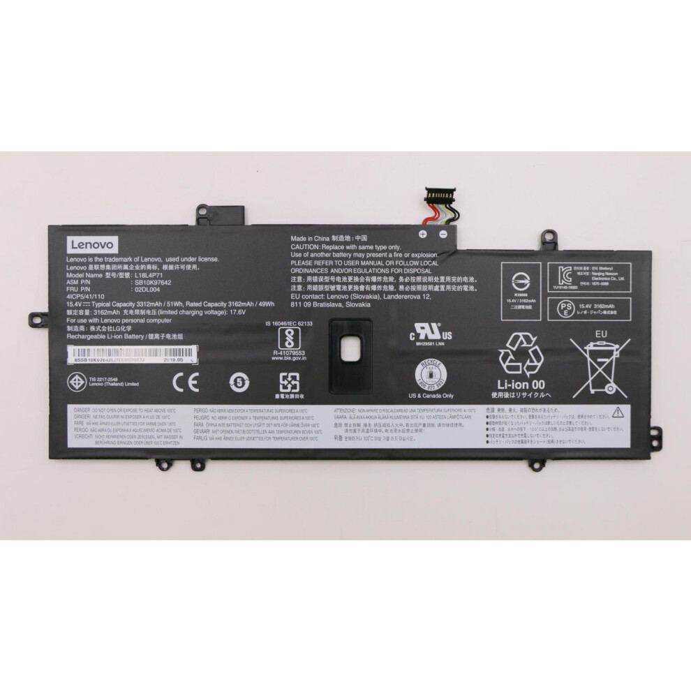 Lenovo Rechargeable Lithium-Ion Battery 51Wh Capacity Designed For Lenovo Thinkpad X1 Yoga And X1 Carbon Series Laptops. 5706998968470