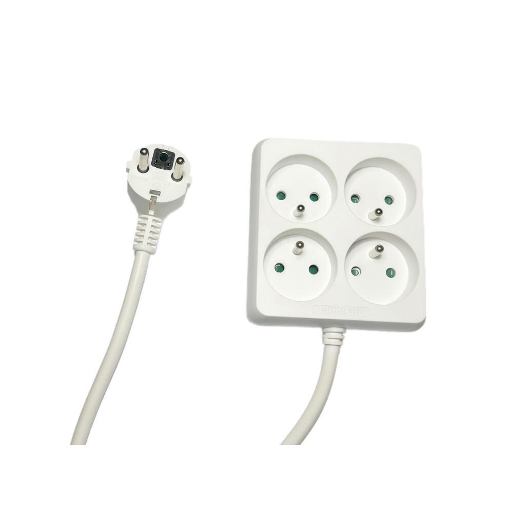 Microconnect Microconnect 4-Way Power Strip Square French Type E 1.5M White 5715063551165