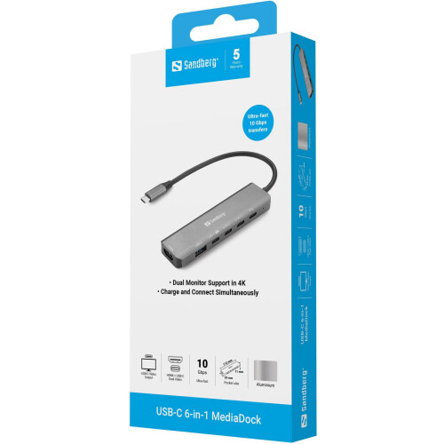 Sandberg USB-C 6-in-1 MediaDock 2