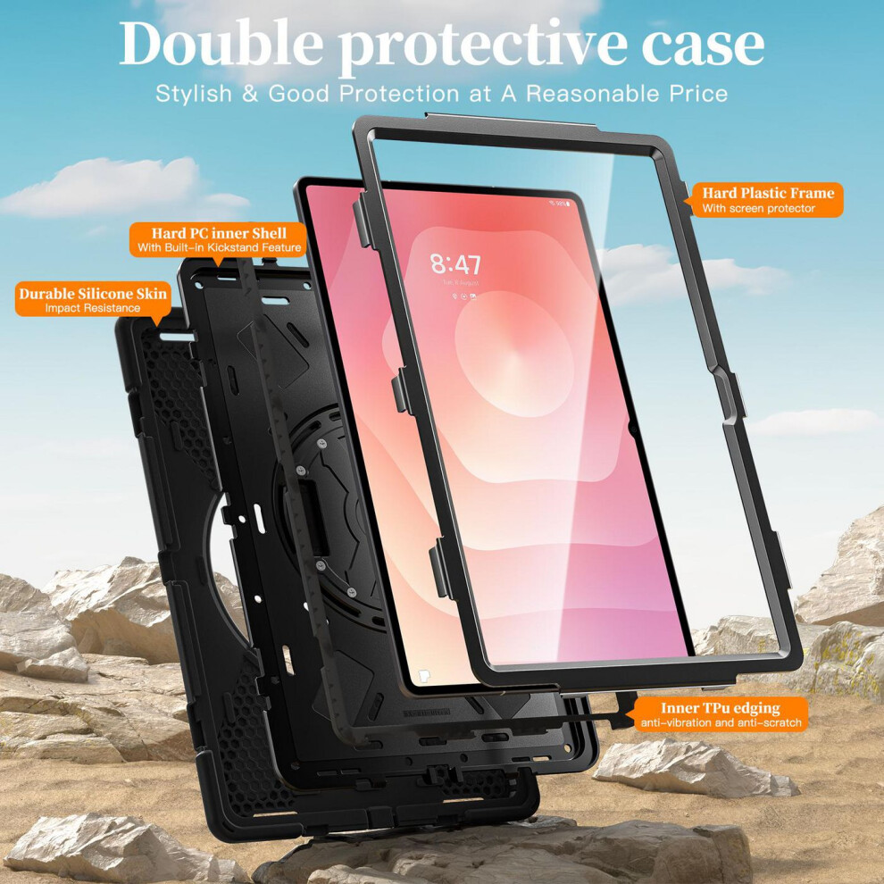 Estuff Galaxy Tab S11chicago Full Body Defender Case With Built-In Screen Protector - Black 5715328146075