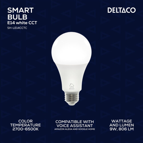 Deltaco SMART HOME SH-LE27CCTC LED bulb E27 9W 1