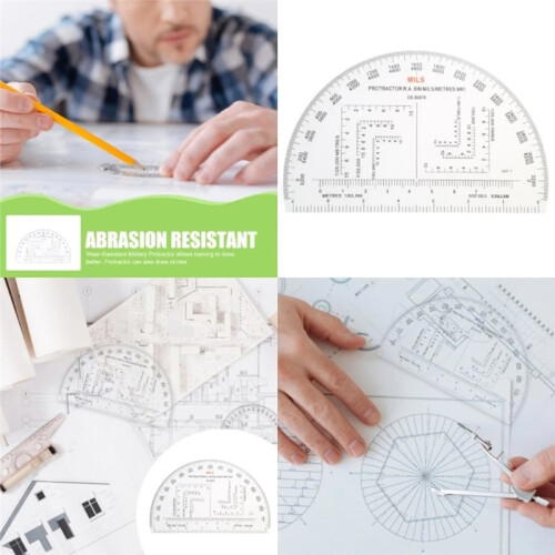 Protractor for Land Navigation, Geographic Coordinate Ruler UTM/MGRS Coordinate Scale, 6" RA Plastic Tool 2