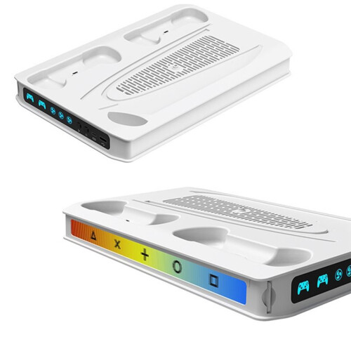Cooling Station with Fast Controller Charger, RGB Light for  5 Slim/Pro Disc & Digital Console Vertical Stand 2