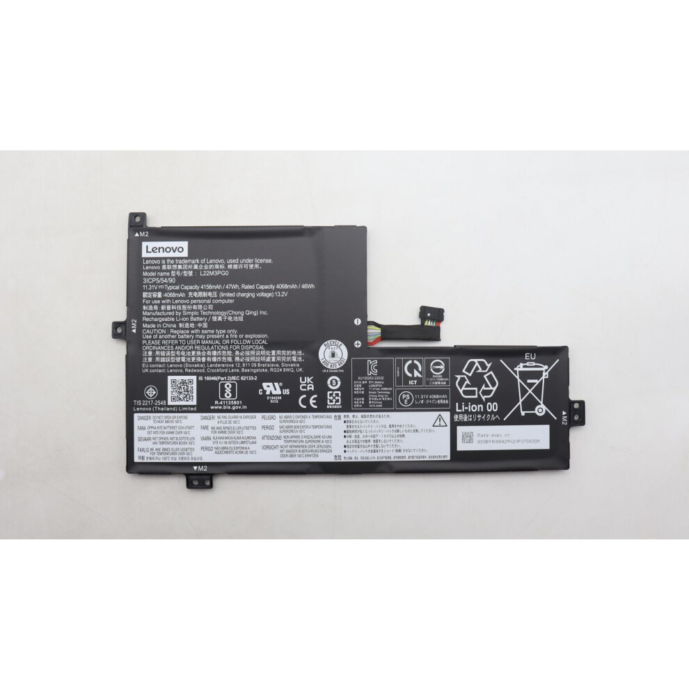Lenovo 3-Cell Lithium-Ion Battery 47Wh Capacity 11.31V Output Designed For 100E Chromebook Gen 3.